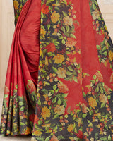 Vishal Prints Brick Red Digital Print Chiffon Saree