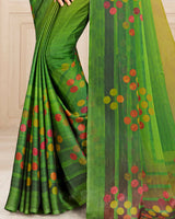 Vishal Prints Green Digital Print Chiffon Saree