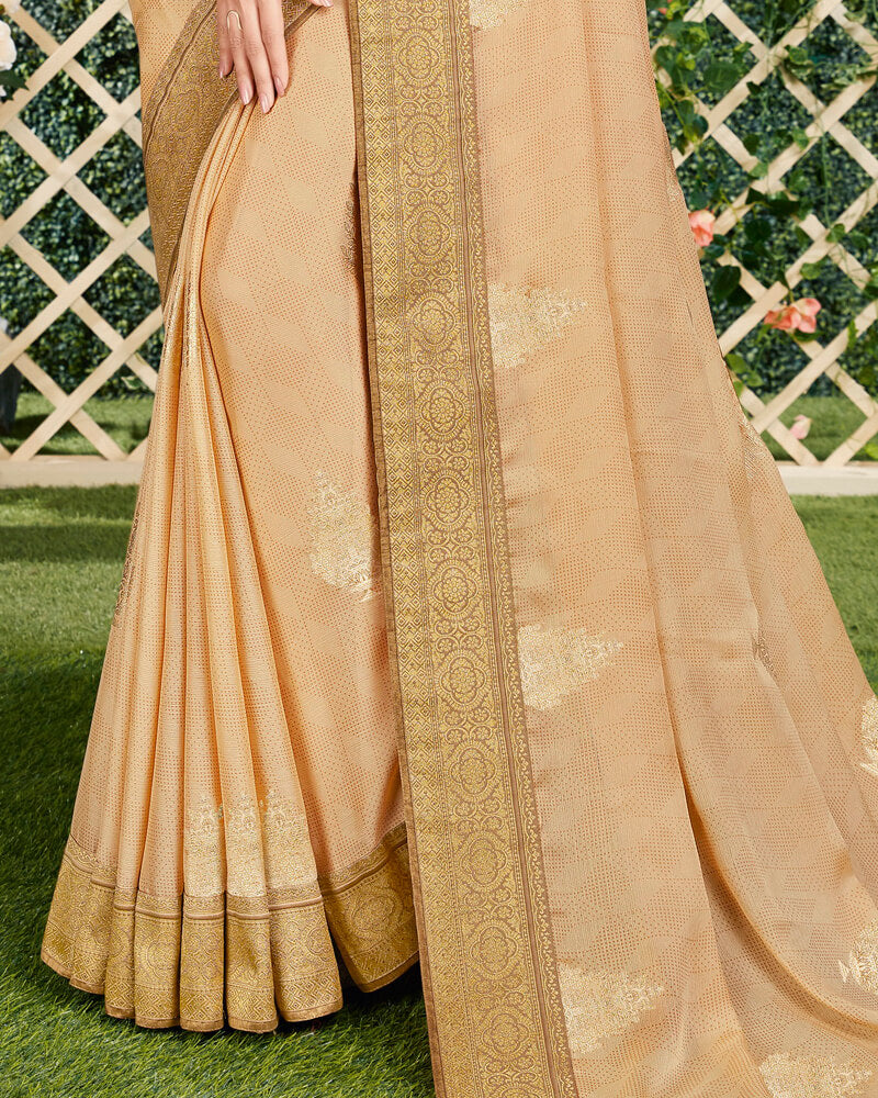 Vishal Prints Fawn Chiffon Saree With Border