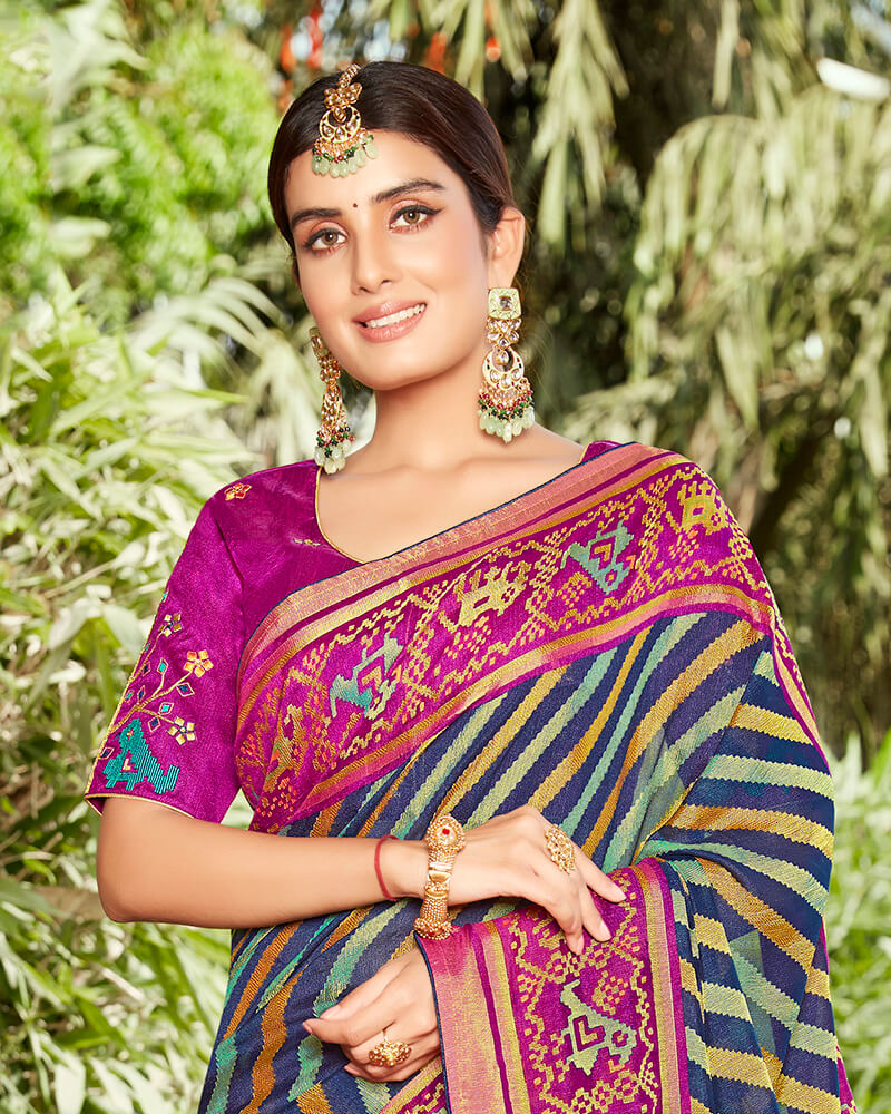 Vishal Prints Multicolor Silk Saree With Weaving Work