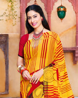 Vishal Prints Golden Yellow Printed Georgette Saree