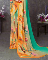 Vishal Prints Aqua Green Digital Print Georgette Saree