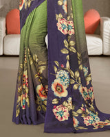 Vishal Prints Olive Yellow Digital Print Crepe Saree