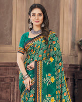 Vishal Prints Rama Green Digital Print Satin Saree