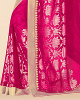 Vishal Prints Hot Pink Georgette Saree With Foil Print And Jari Border