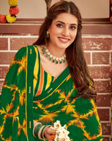 Vishal Prints Bottle Green Printed Georgette Saree With Fancy Border