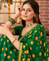 Vishal Prints Dark Green Printed Georgette Saree With Fancy Border