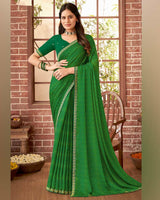 Vishal Prints Jade Green Printed Georgette Saree With Fancy Border