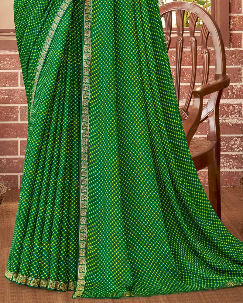 Vishal Prints Jade Green Printed Georgette Saree With Fancy Border