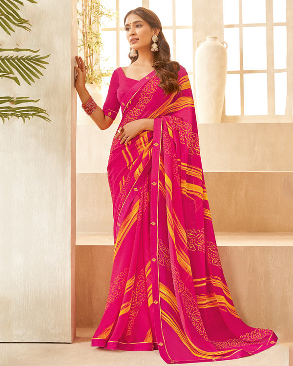 Vishal Prints Maroon Flush Printed Georgette Saree With Fancy Border