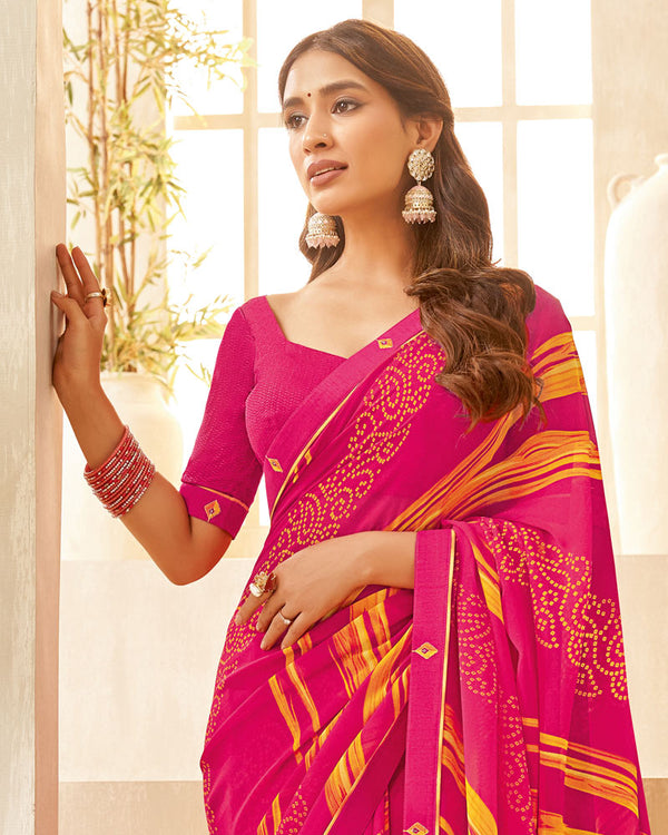 Vishal Prints Maroon Flush Printed Georgette Saree With Fancy Border