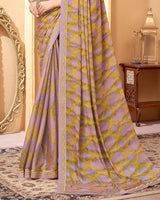 Vishal Prints Mauve Printed Fancy Chiffon Saree With Border