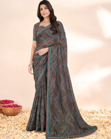 Vishal Prints Dorado Brown Weightless Printed Georgette Saree With Fancy Border