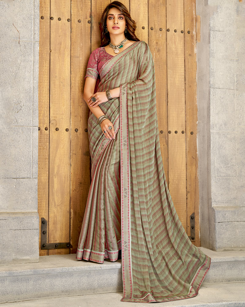 Vishal Prints Turquoise Green Fancy Chiffon Designer Saree