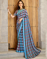 Vishal Prints Blue Fancy Chiffon Designer Saree