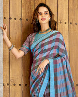 Vishal Prints Blue Fancy Chiffon Designer Saree