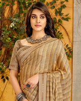 Vishal Prints Sand Brown Fancy Chiffon Designer Saree