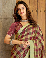 Vishal Prints Burgundy Fancy Chiffon Designer Saree