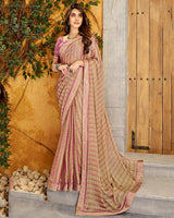 Vishal Prints Pastel Brown Fancy Chiffon Designer Saree