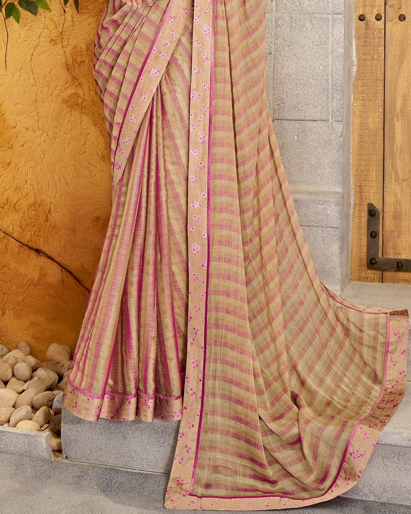 Vishal Prints Pastel Brown Fancy Chiffon Designer Saree