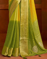 Vishal Prints Golden Yellow Pure Viscose Embroidery-Gota Patti Work Saree With Zari Weaving And Tassel