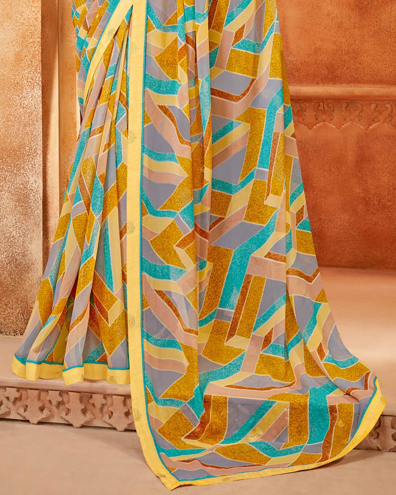 Vishal Prints Multi Color Printed Georgette Saree With Fancy Border