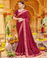 Vishal Prints Burgundy Printed Chiffon Saree With Fancy Border