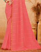 Vishal Prints Coral Designer Fancy Chiffon Saree With Foil Print And Border