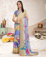 Vishal Prints Brandy Brown Digital Print Georgette Saree