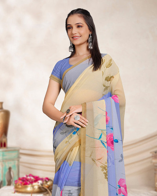 Vishal Prints Brandy Brown Digital Print Georgette Saree