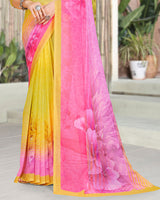 Vishal Prints Light Yellow Digital Print Georgette Saree