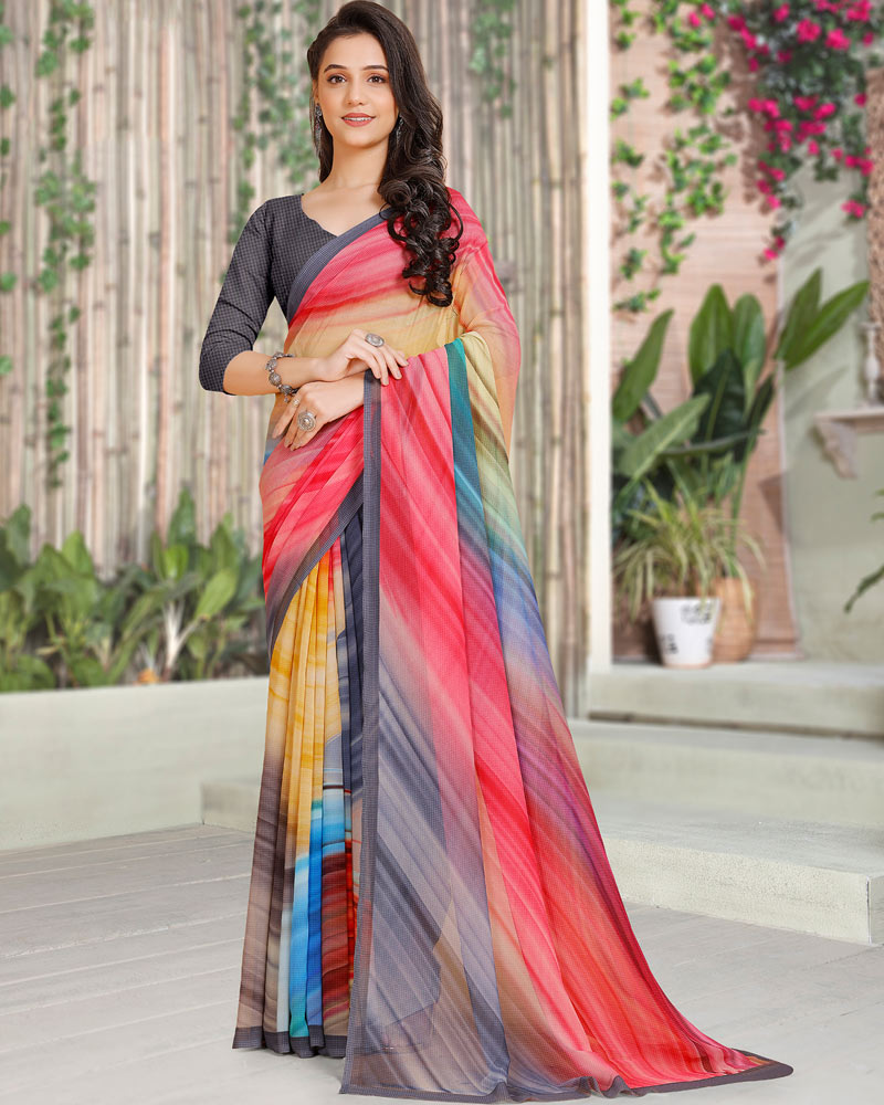 Vishal Prints Multi Color Digital Print Georgette Saree