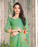 Vishal Prints Fern Green Digital Print Georgette Saree