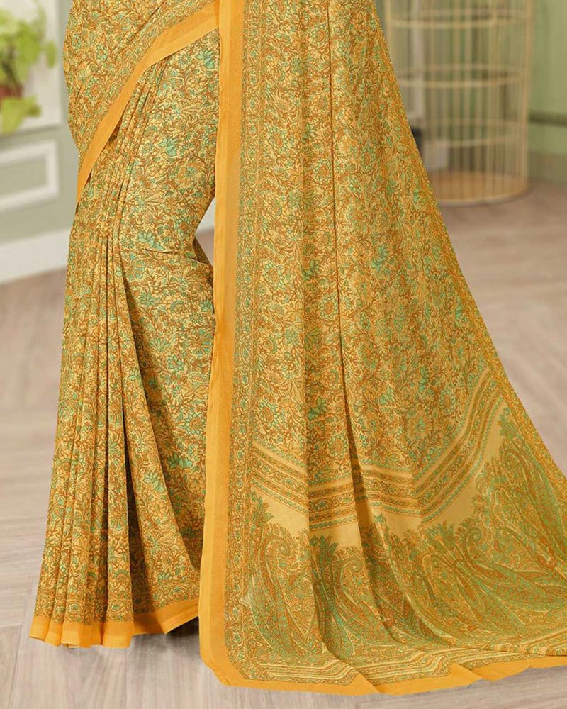 Vishal Prints Pale Orange Digital Print Georgette Saree