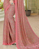 Vishal Prints Dusty Pink Digital Print Georgette Saree