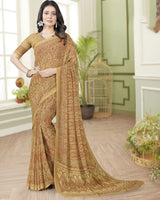 Vishal Prints Dusty Brown Digital Print Georgette Saree