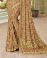 Vishal Prints Dusty Brown Digital Print Georgette Saree