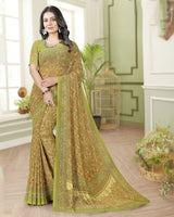 Vishal Prints Pale Olive Digital Print Georgette Saree