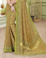 Vishal Prints Pale Olive Digital Print Georgette Saree