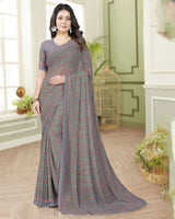 Vishal Prints Oslo Grey Digital Print Georgette Saree