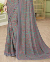 Vishal Prints Oslo Grey Digital Print Georgette Saree