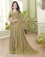 Vishal Prints Very Light Brown Digital Print Georgette Saree