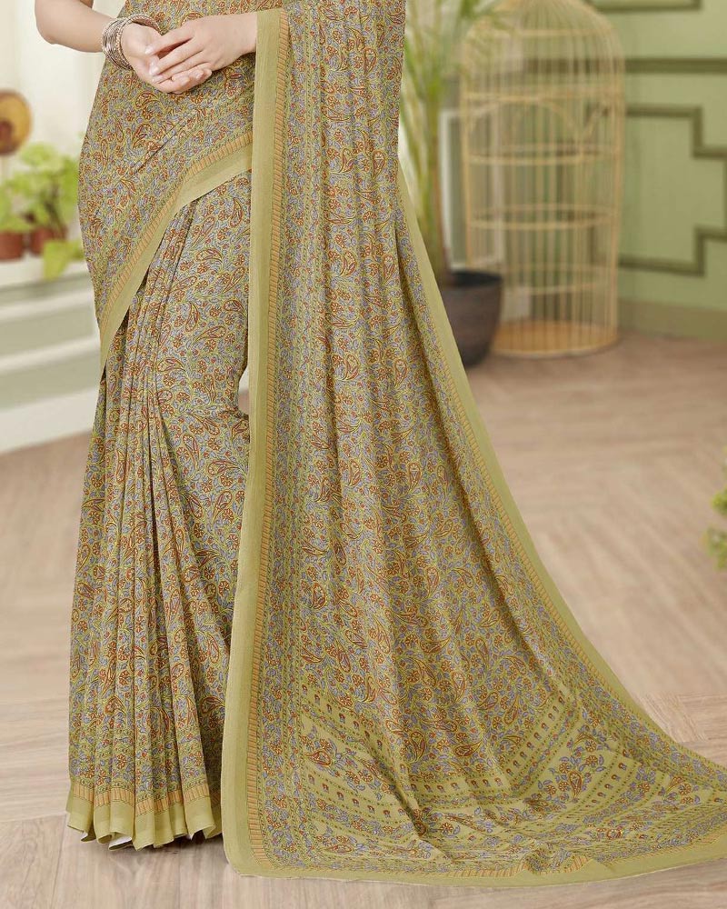 Vishal Prints Very Light Brown Digital Print Georgette Saree