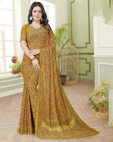 Vishal Prints Dark Mustard Digital Print Georgette Saree