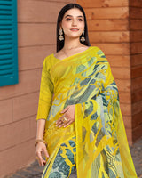 Vishal Prints Yellow Digital Print Georgette Saree