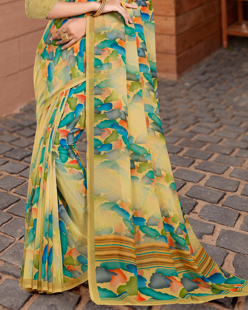 Vishal Prints Wheat Digital Print Georgette Saree