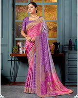 Vishal Prints Rani Designer Dola Silk Saree With Weaving-Diamond Work And Tassel