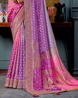 Vishal Prints Rani Designer Dola Silk Saree With Weaving-Diamond Work And Tassel