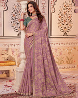 Vishal Prints Mauve Designer Brasso Saree With Zari Border