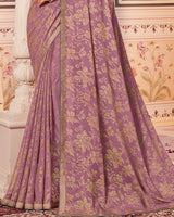 Vishal Prints Mauve Designer Brasso Saree With Zari Border